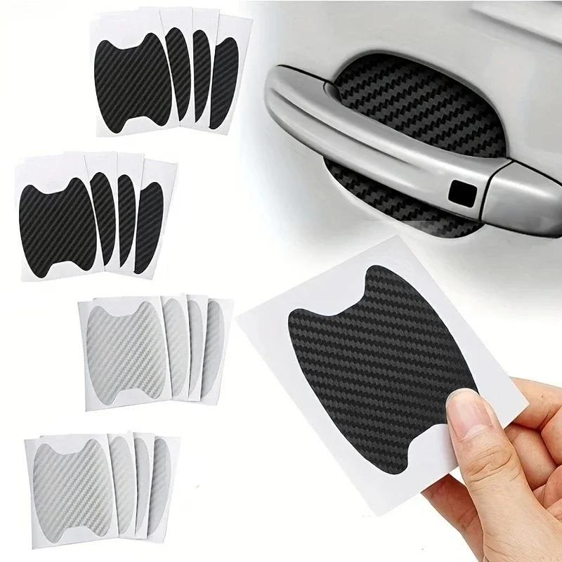 4 Pieces of Car Door Handle Protective Film, Carbon Fiber Stickers, Scratch Resistant Covers, Exterior Accessories,Car Film
