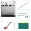 Kitchen Counter Stainless Steel Organizers with Drain Holes Kitchen Sponge Holder for Sponge Brush and Utensils Storage