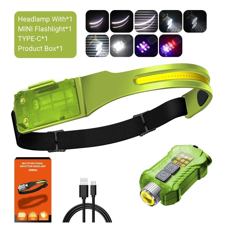 KDULIT 7500Mah Powerful COB LED Headlamp Rechargeable Head Flashlight Camping Light Headlight Led Head Torch for Fishing Lantern
