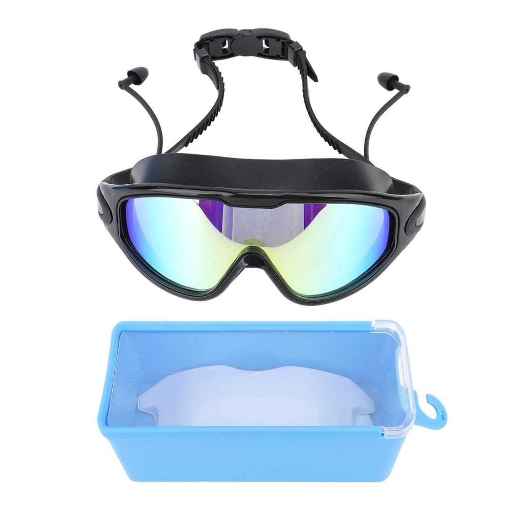 Swim Goggles Wide View Swimming Goggles Waterproof Anti Fog Electroplating Swim Glasses with Earplugs for Swimming