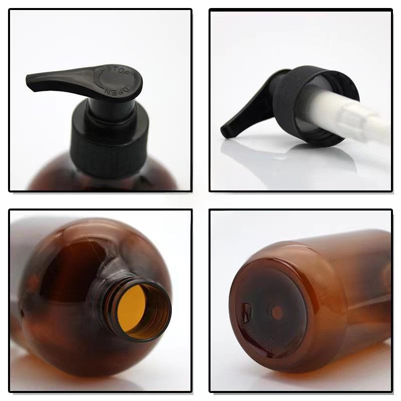 500ml Brown PET Pump Bottle for Shampoo, Lotion, Shower Gel, or Hand Sanitizer