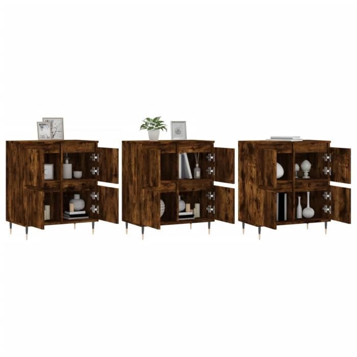 VidaXL Buffets 3 Pcs Smoked Oak Engineered Wood 3190194