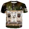 Sommer Rundhals Französische Bulldogge 3D Druck Top Modisch Lässig Kurzärmelig Herren und Damen Unisex T-Shirts