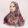 Watercolour Floral Printed Modal Breathable Soft Cotton Rayon Muslim Hijab Viscose Woven Islamic Turban Modal Women Shawls Scarf