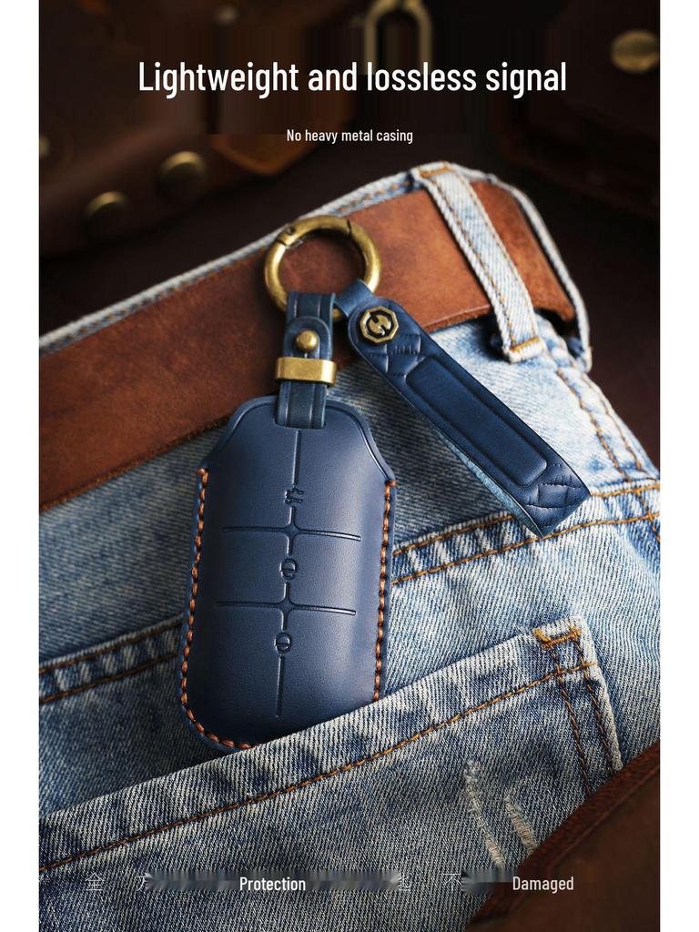 Leather Retro Key Cover for Geely Galaxy L7, L6, E8 Cars