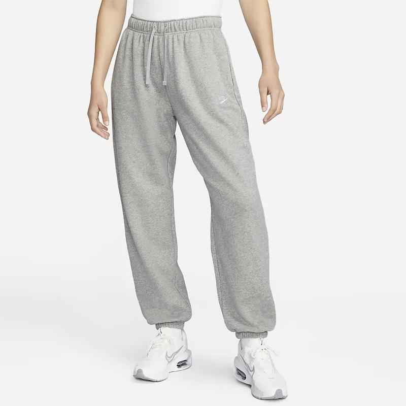Nike Embroidered Logo Fleece-Lined Joggers Women Bottoms Grey DQ5800-063
