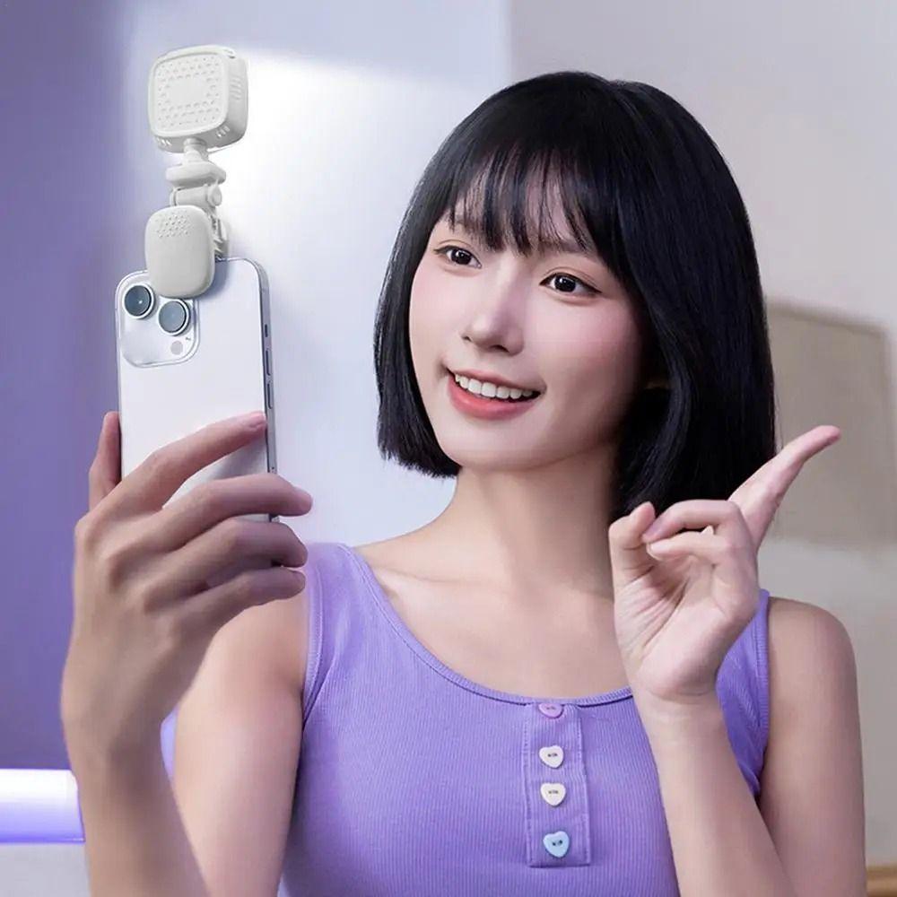 Adjustable Brightness Portable LED Selfie Light 3 Color Light Clamp Photography Light  Night