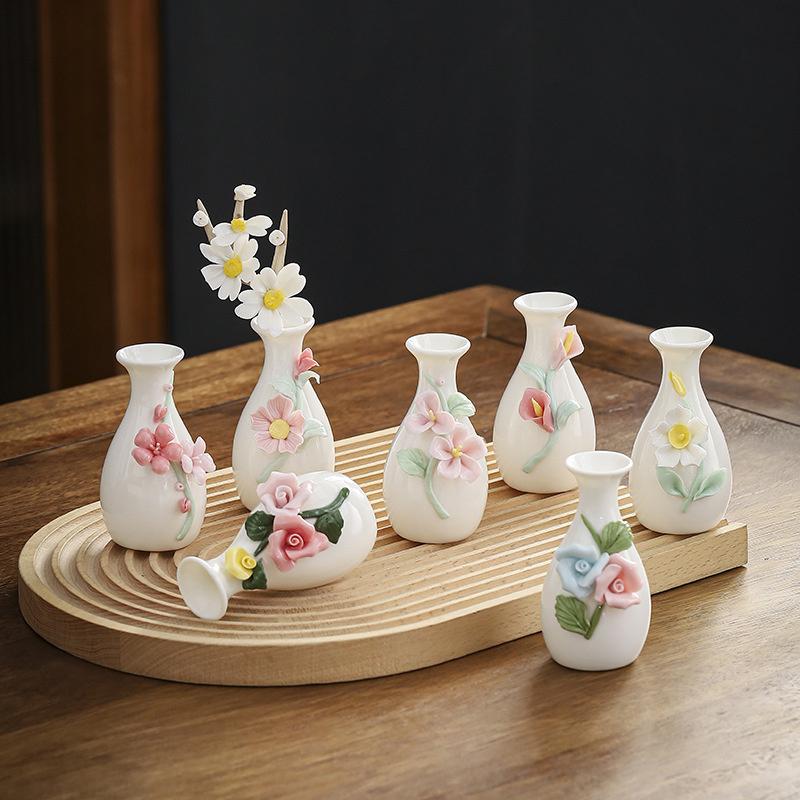 Handmade Flower Vase Ceramic Hydroponic Mini Flower Inserted Dry Flower Fragrance Bottle Home Decoration Vintage Vase
