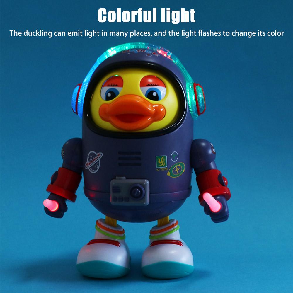 Plastic Dancing Astronaut Duck Toy Sound And Light Duck Musical Interactive Toy  Birthday Gift