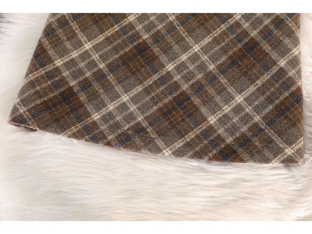 Women's Retro Plaid Wool Midi Skirt - High Waist, Slimming, A-Line, with Slit for Autumn/Winter