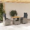 Vidaxl 3-Cz. Garden Furniture Set With Cushions, Grey Rattan Pe