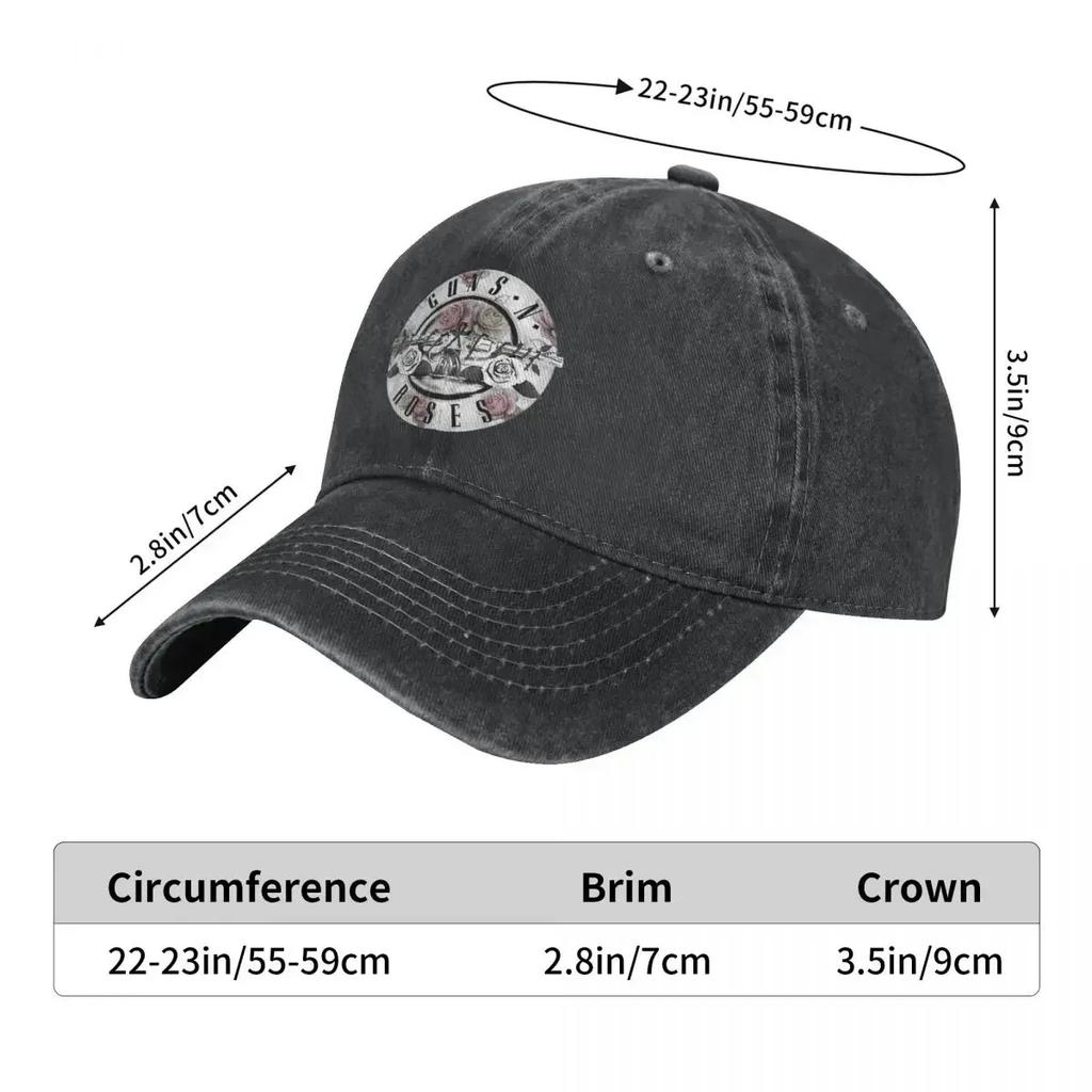 Guns N Roses Floral Bullet Baseball Caps Casual Distressed Denim Sun Cap Unisex Style Outdoor Summer Hats Cap
