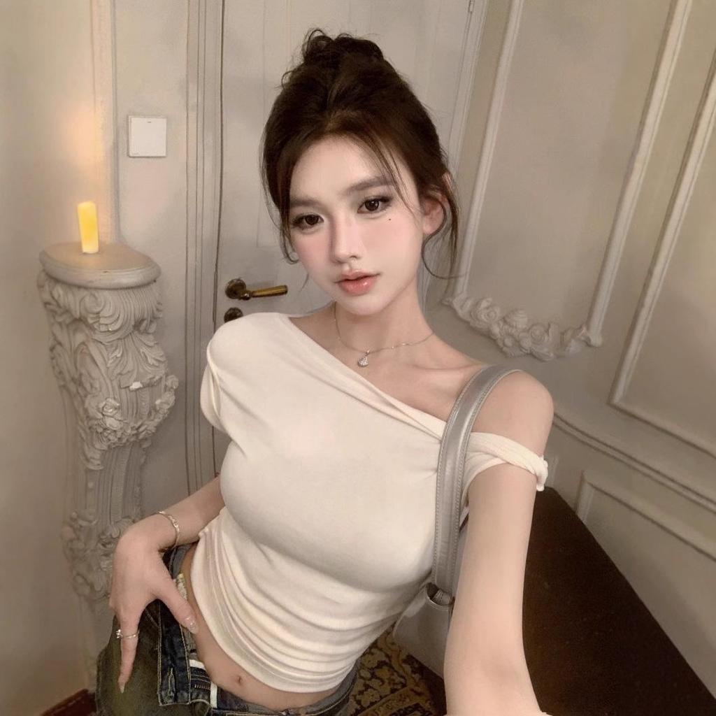 2025 Sexy Ruffled Off-Shoulder T-Shirt – Summer Pure Desire Style