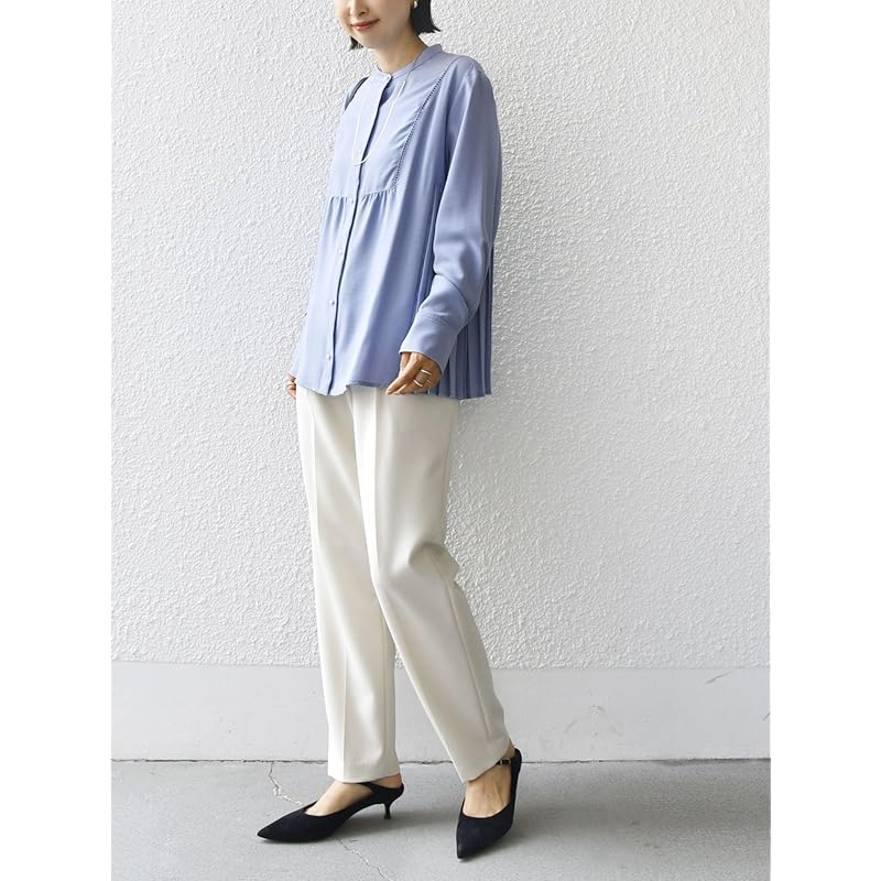 [Ships Ladies] SHIPS for women blouse Hand washable stretch georgette pleats 24SS ladies 311100734 sky blue M