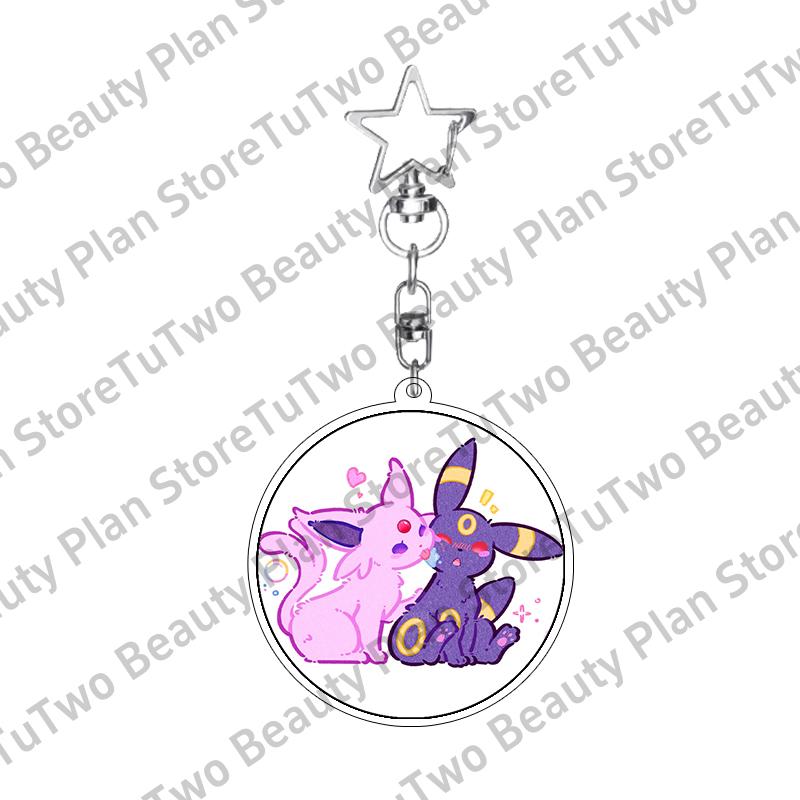 Girly Heart Acrylic Anime Sylveon Espeon Glaceon Eevee Cartoon Keychain Key Chains Keyrings Jewelry Fans Gifts Accessories Toys