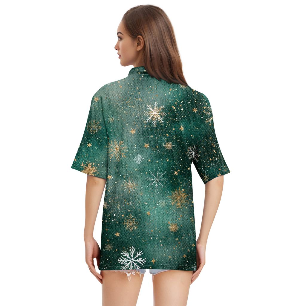 Women's Fashion Casual Lapel Short Sleeve Print Shirt Women's Button Up Tops