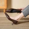 Pumps mit niedrigem Absatz für Damen, Leder, geschlossene Zehenpartie, spitze Zehenpartie, Kitten Heels, bequeme Schlupfschuhe mit Stiletto-Absatz, Damenschuhe für die Arbeit, das Büro, das Geschäft, die Hochzeit