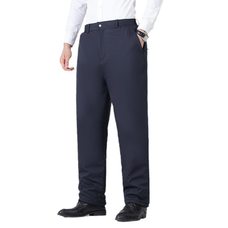 Pantaloni bărbați lână miel talie elastică: Iarnă Cald, Îngroșat, Mărime Mare, Casual pentru Persoane de Vârstă Mijlocie și Vârstnice