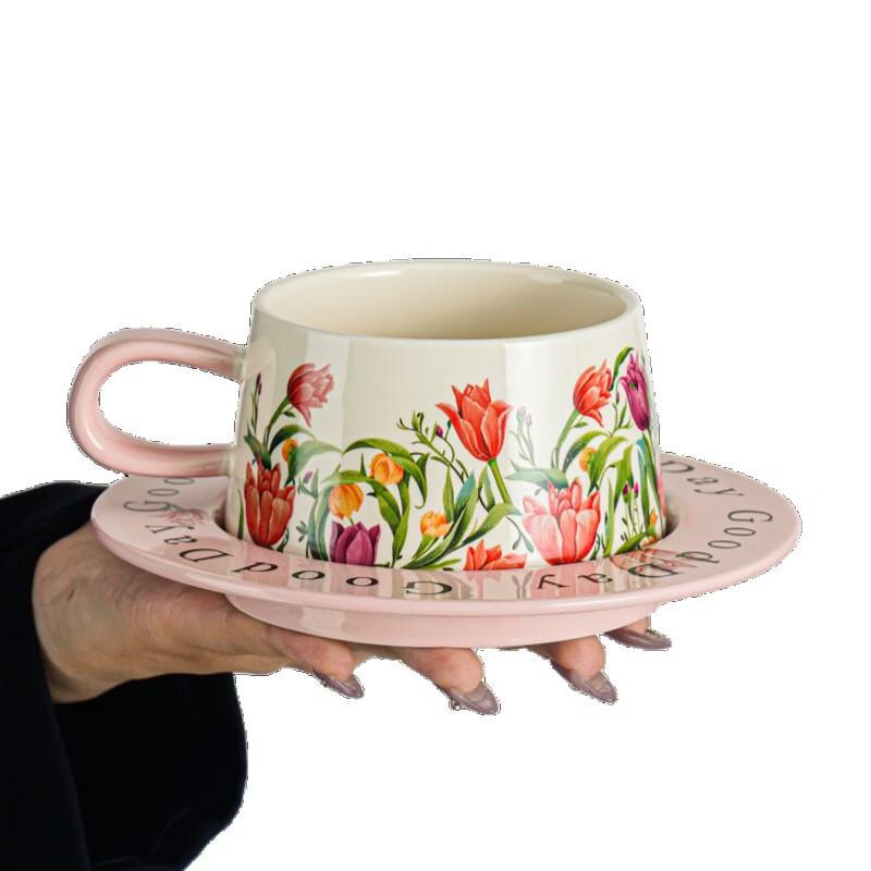 OLOEY Tulip Coffee Cup and Saucer Set