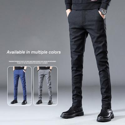 9 Arten von saisonaler tragbarer neuer Herren Slim Fit Business gebürsteter Casual langer Hose, vielseitige elastische Hose mit schmalem Bein