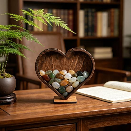 Holz-Herzförmige Muschelglas-Displaybox Küsten-Displayrahmen für Muscheln Sand Strandurlaub Tischdekoration Andenken Geschenk für Strandliebhaber