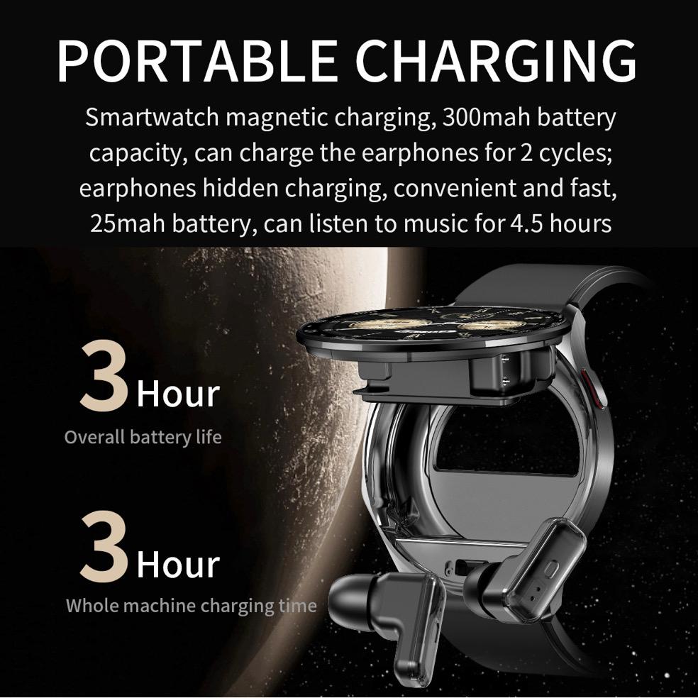 Smart Watch 1.39" Men 2 In 1 TWS Headset Blue Tooth Call Health Watches Sport Noise Reduction Earphone Women Music Smartwatch