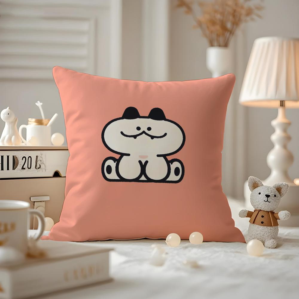 Cushion Cover Anti-dustmite Pillowcase Invisible Zipper Silky Short Plush Sofa Cushion Cover Cute Portrait