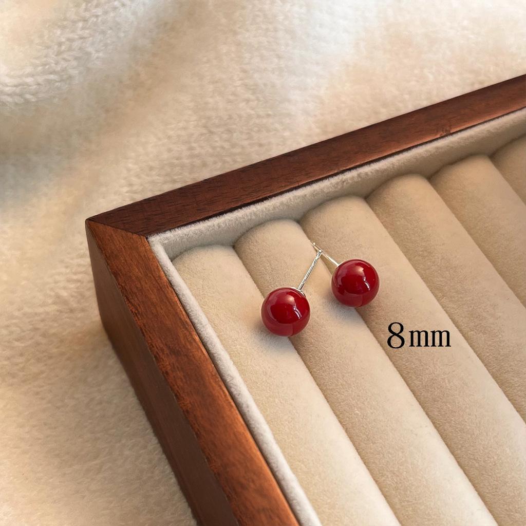 

Vintage Pearl & Red Bean Stud Earrings for Women, Dainty Light Luxury Everyday Elegant Ear Studs, Niche Aesthetic Trending Gift Idea