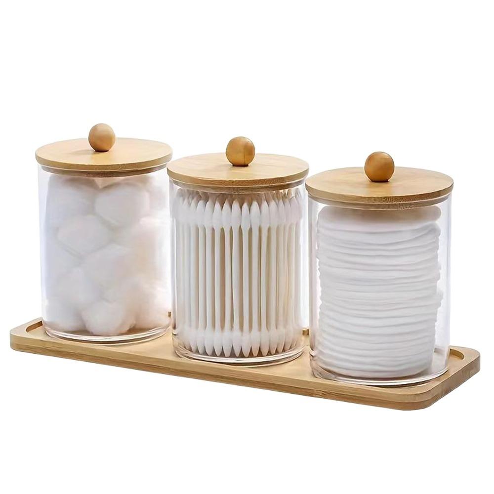 2/3/4Pcs Dust-proof Qtips Storage Holder Set Save Space Apothecary Container Jar  Cotton Pad