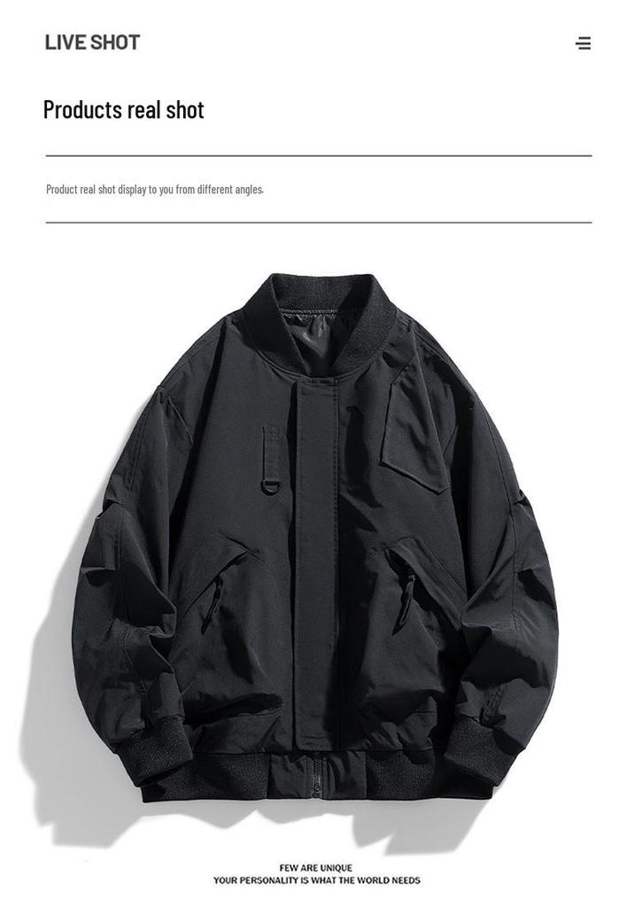 M-8XL Men's American Style Loose Baseball Jacket - Trendy Casual Spring/Autumn Outerwear