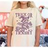Trick Or Trashy Halloween T Shirt Feral Raccoon Trendy Girl S Y2k