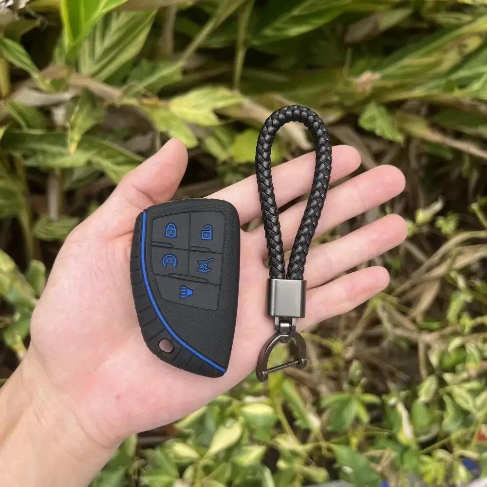 For Buick Envision S Plus Chevrolet Suburban Tahoe GMC Yukon Sierra 1500 Denali 5 Buttons Silicone Car Key Cover Case Keychain