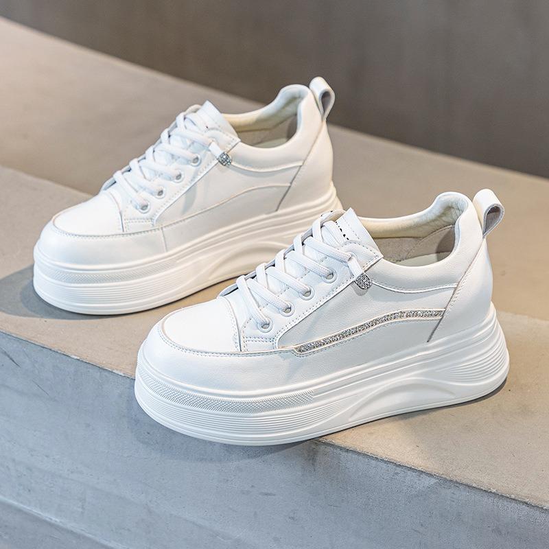 

7 см натуральная кожа вулканизированные летние вулканизированные женские толстые кроссовки мокасины высокого бренда удобные весенне-осенние туфли на платформе для женщин 34 белый