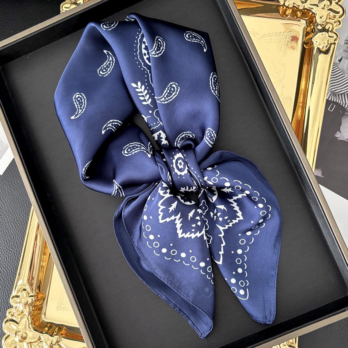 

70*70см Женский Летний Роскошный Модный Принт Шарф Мягкий Сатиновый Ободок для Волос Шейный Платок Галстук Женская Повязка на Голову Фуляр Повседневный 70x70CM