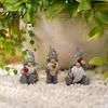 Decorative Yard Sculptures Halloween Garden Gnome Figurine, Vintage Flower Mushroom Elf Dwarf Statue Handmade Resin Statues for Patio Yard, Waterproof