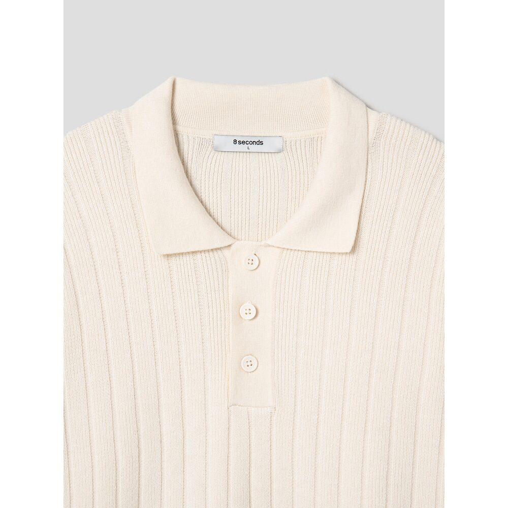 8SECONDS Modified Ribbed Loose Fit Collar Pullover Ivory
