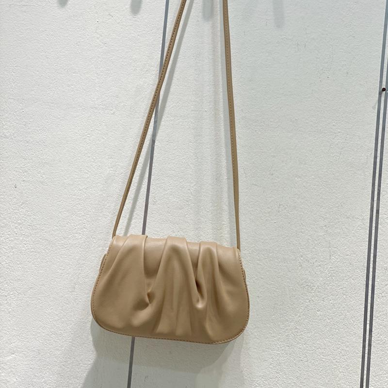 Bag Women's Bag New Trendy Fashion Cloud Small Square Bag High-end Soft Leather Shoulder Crossbody Pleated Bag