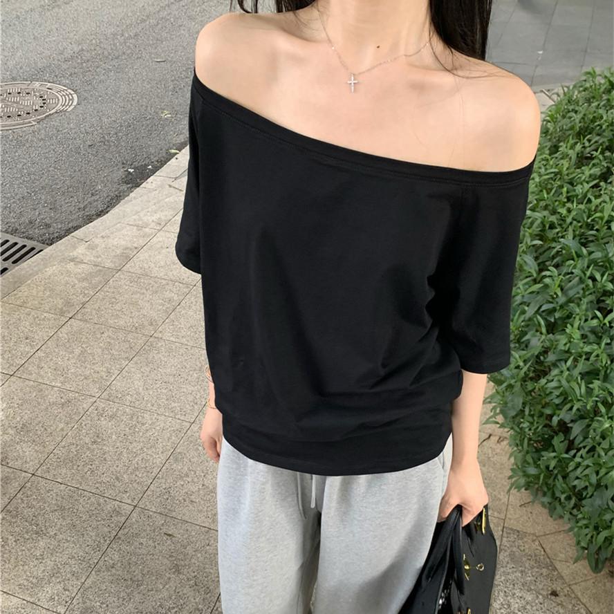 Summer Strapless T-shirt Women Sexy Fashion Crop Top Retro T-shirt