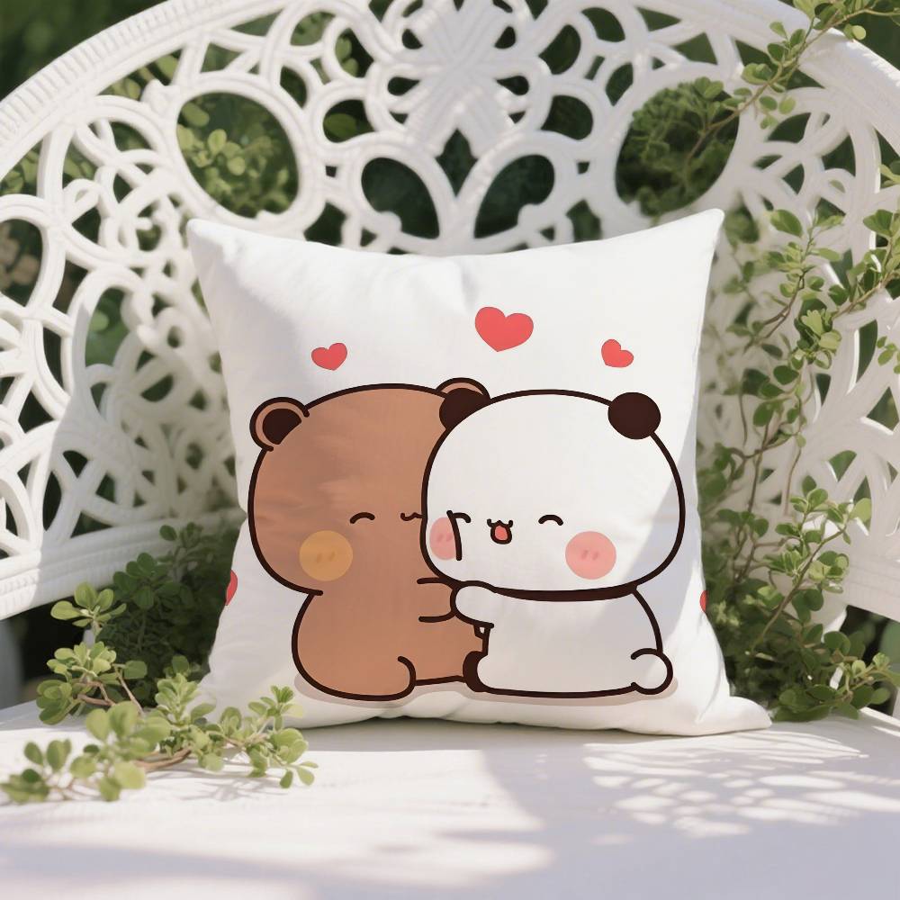 Cartoon Bubu & Dudu Lovely Pillow Case Anti-dustmite Pillowcase Invisible Zipper Silky Short Plush Sofa Cushion Cover