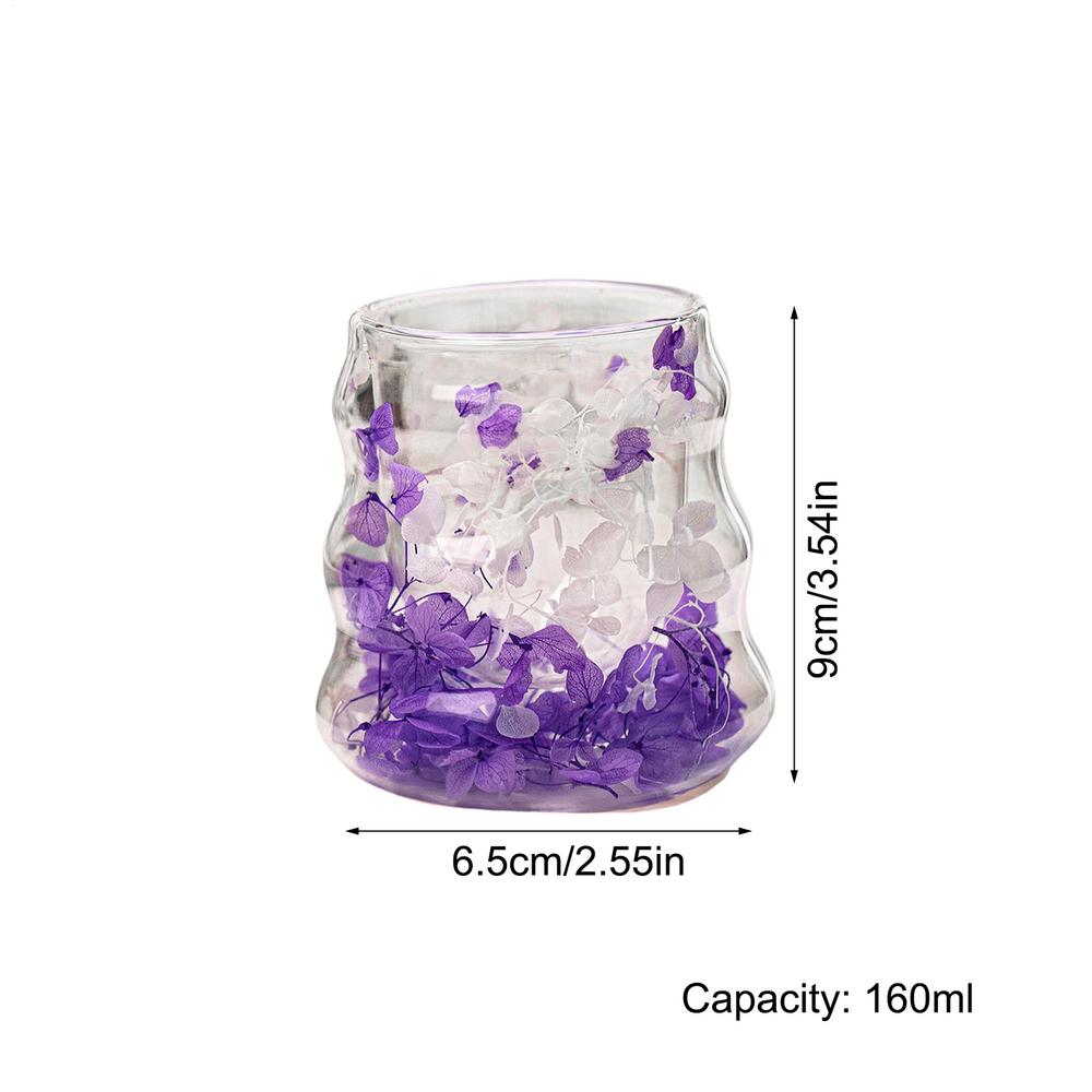 Double Wall Coffee Mugs Dried Flower Glass Coffee Cup 160ml Reusable Drinkware For Hot Cold Beverage Water Tea Kitchen Home 160ml