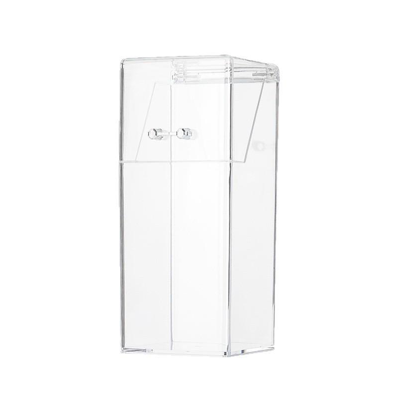Clear Acrylic Desktop Organizer: Dustproof Pen & Makeup Brush Holder with Lid.