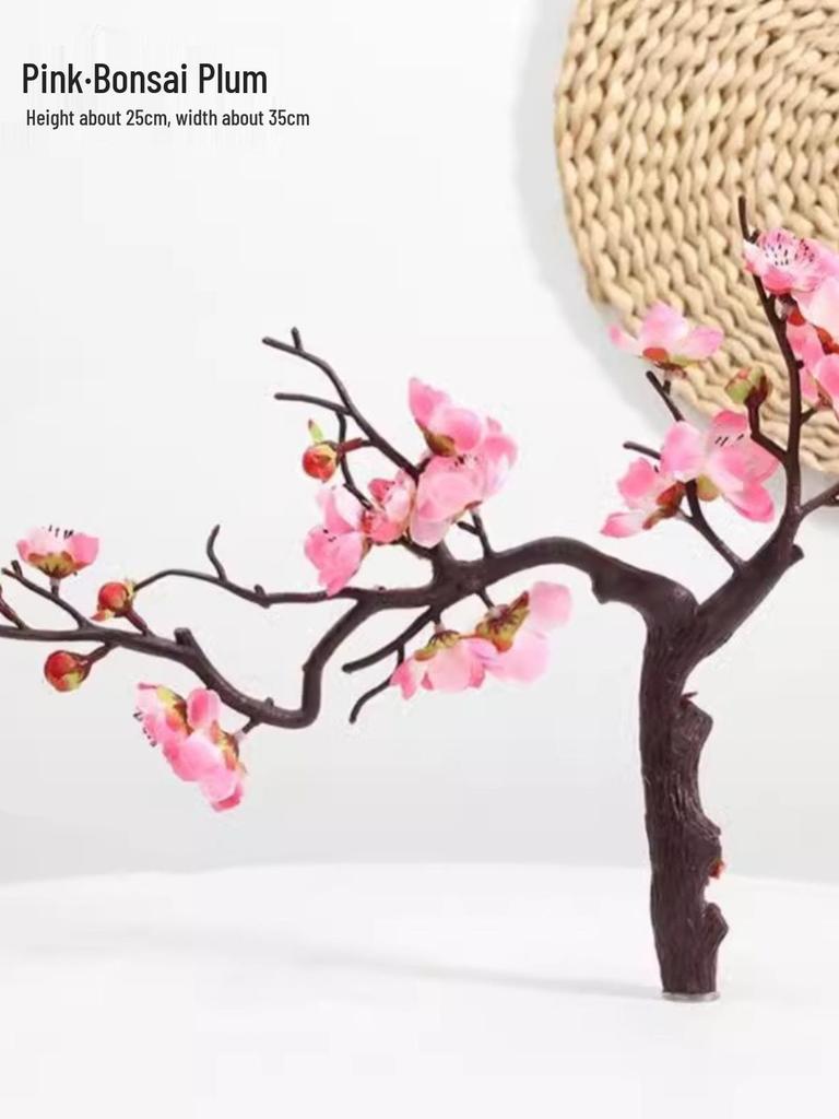 Artificial Plum & Peach Blossom Bonsai: Winter Sweet Flower Decor for Living Room or Study