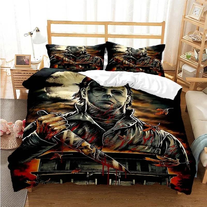 Halloween Michael Myers 3D Printed Bedding Set Duvet Covers Pillowcases Comforter Bedding Set Bedclothes Bed Linen