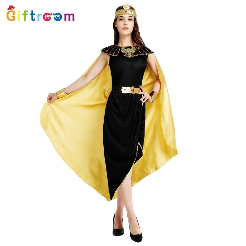 Halloween Holiday Party Cleopatra Cosplay Costume Golden Cloak Stage Performance Props Costume