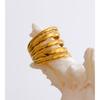 Yhpup Size 7.5 Stainless Steel Layered Wide Open Ring 18K Gold Color PVD Plated Geometric Charm Finger Fashion Jewelry Wholesale