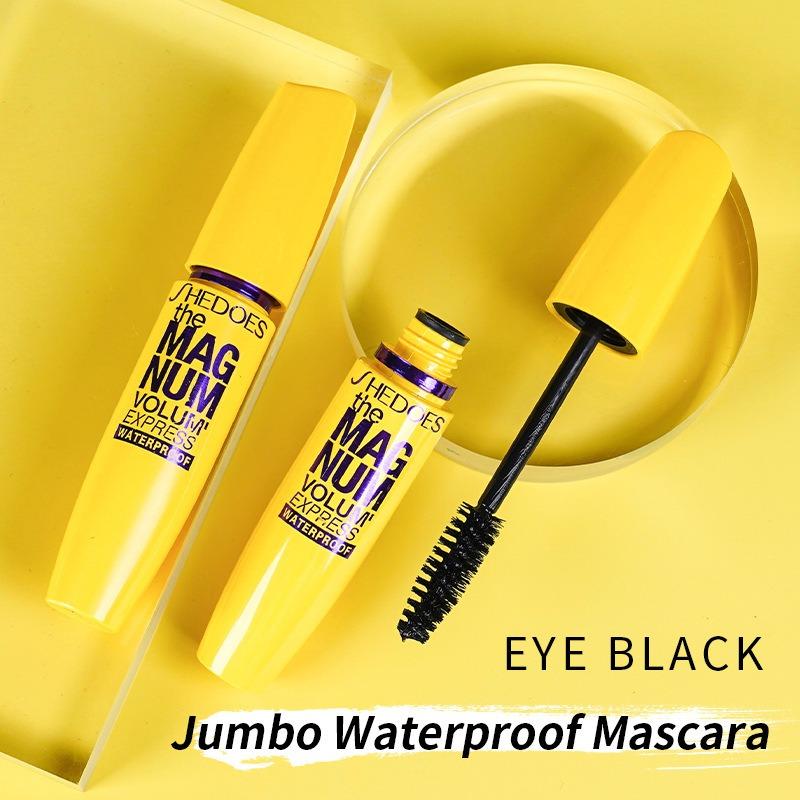 1PC popular yellow fat mascara waterproof, slender, curled and dense, natural and long-lasting, non-smudging