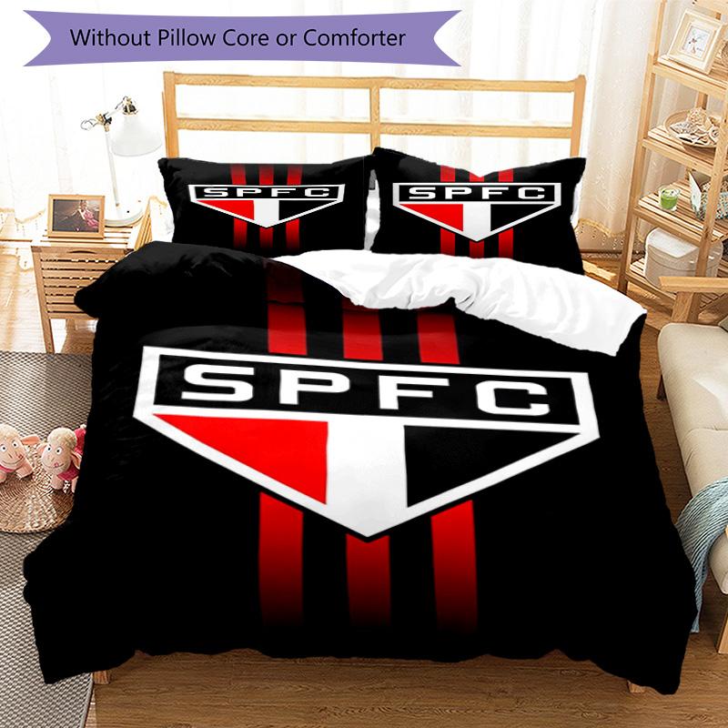 Paulo Fc Emblem Printed Pattern Duvet Cover Set – Includes 1 Duvet Cover and 2 Matching Pillowcases Bedroom Decor Christmas Gifts