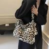 Women's cotton shoulder bag with leopard print  high capacity  embroidery  leisure line  unique shoulder bag