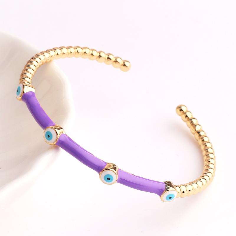 High Quality Fashion Drip Oil Hand Jewelry Gold Color Colorful Enamel Turkish Lucky Evil Eye Bangle Bracelet For Women