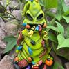 Rotten Green Creature Decor Rotting Halloween Figurines, Horror Statue with Colorful Worms, Resin Yard Creative Pumpkin Dice Ornaments for Patio